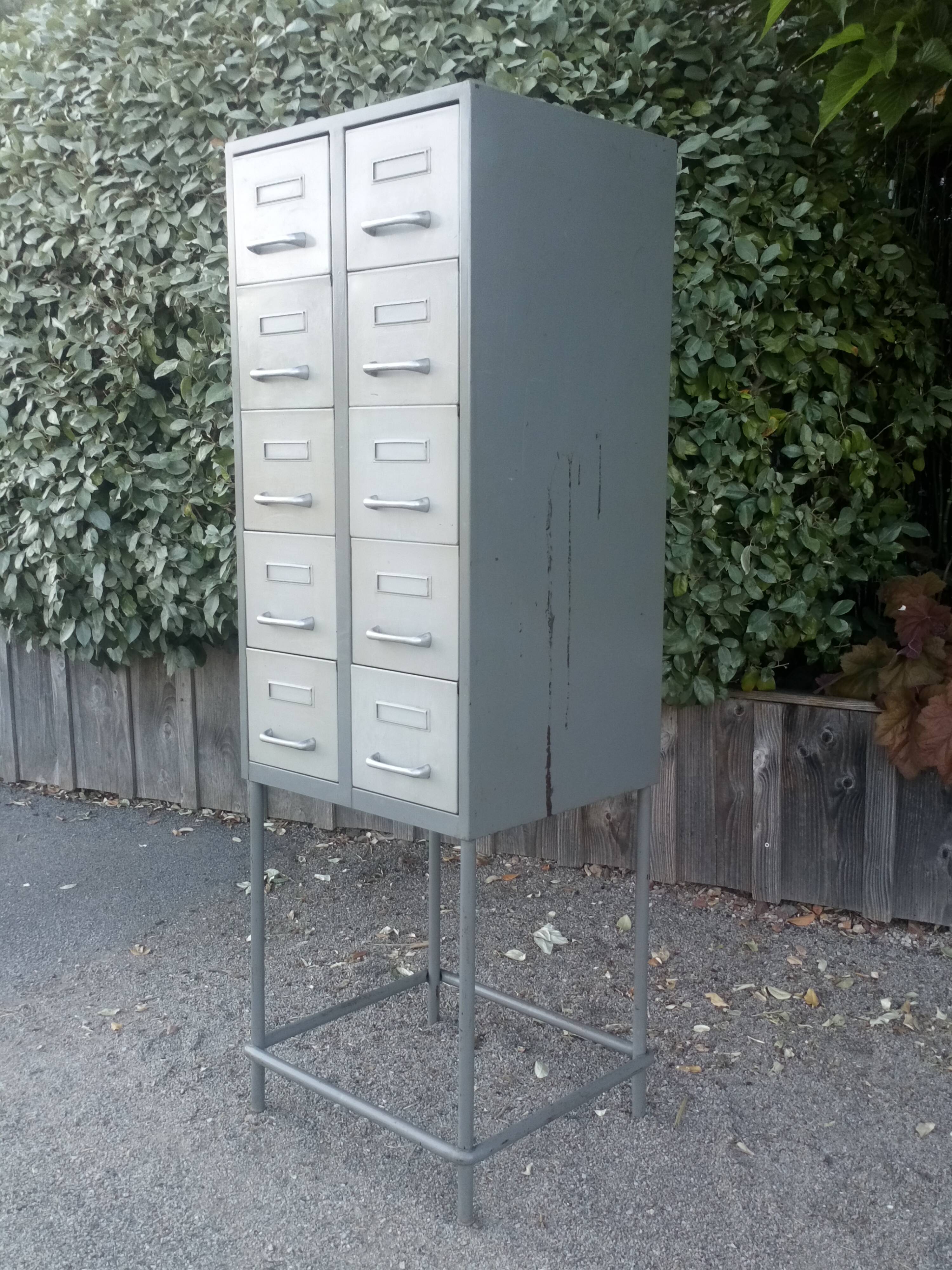 Industrial furniture with drawers on feet 1950