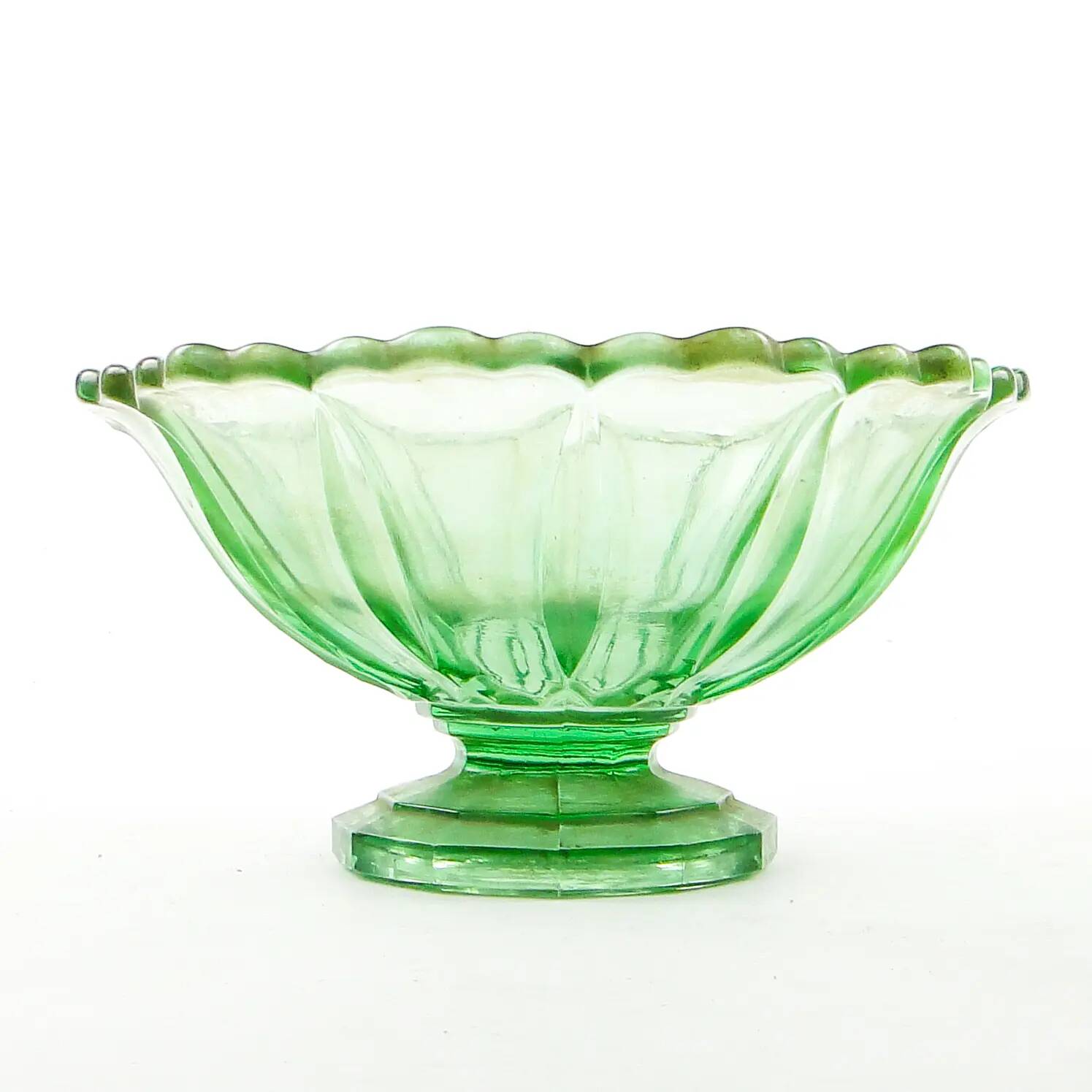 Bol à fruits, moderne du milieu du siècle, verre turquoise, Ząbkowice, Pologne, années 1950