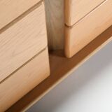 1970s Italian Sideboard in Beech Veneer with Six Drawers