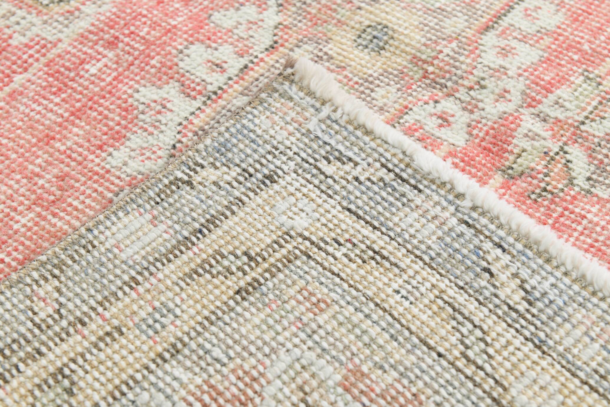 7x10 Vintage Soft Red & Beige Vintage Oushak Area Rug, 207x310 Cm