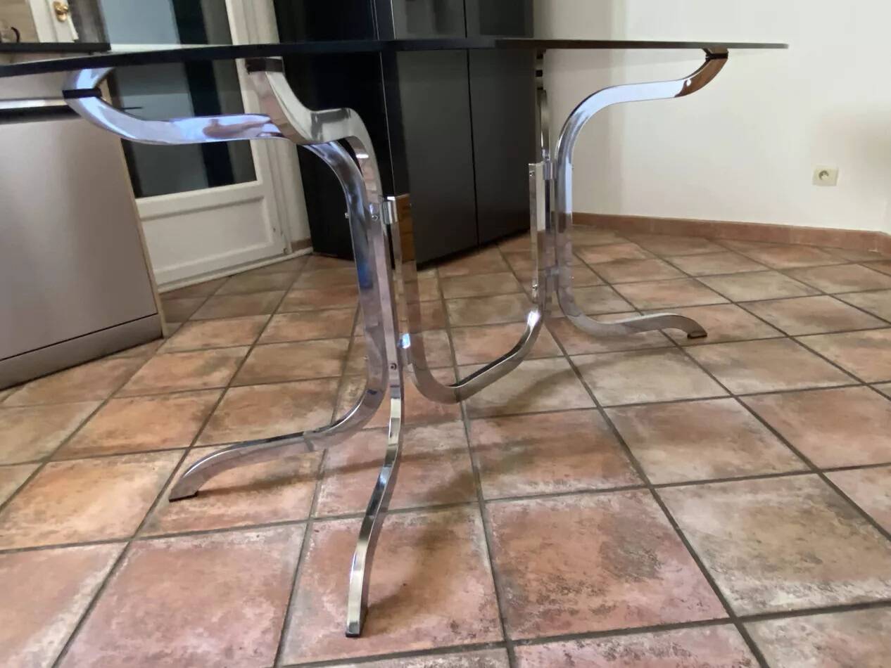 Roche Bobois table. 1970. Chrome-plated steel. 195x95.