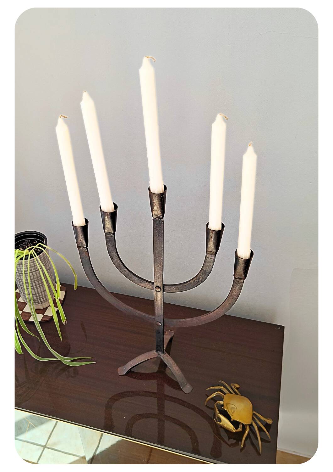 Mid Century Cast Iron Candelabra