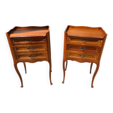 Paire de tables de chevet AMEUBLEMENT NF à 3 tiroirs style Louis XV