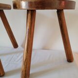 Pair of half-moon tripod stools