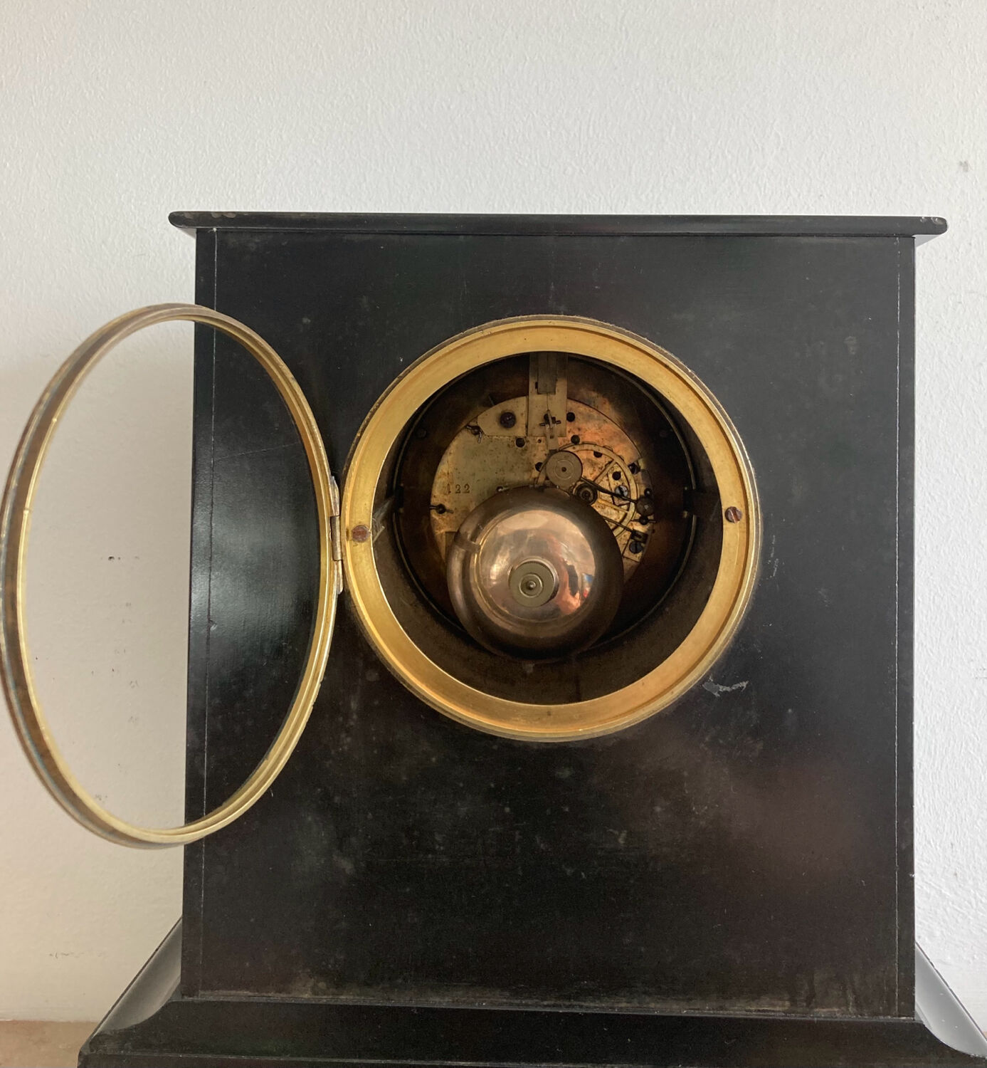 Napoleon III clock in marble and brass nineteenth century