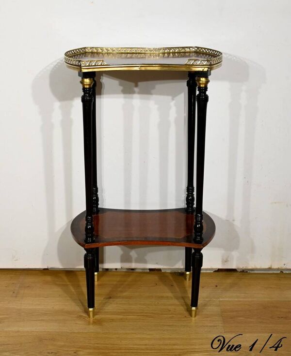 Table volante à double plateau en acajou et poirier noirci, style Napoléon III – 1930