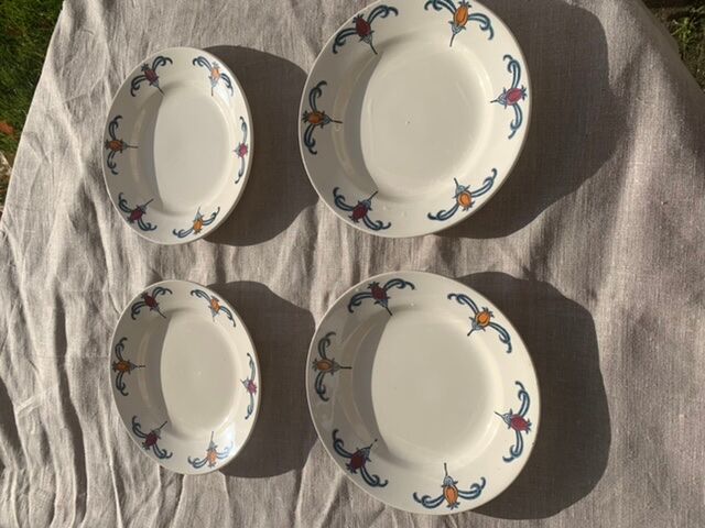 4 flat plates longchamp iron earth model Suzy art deco