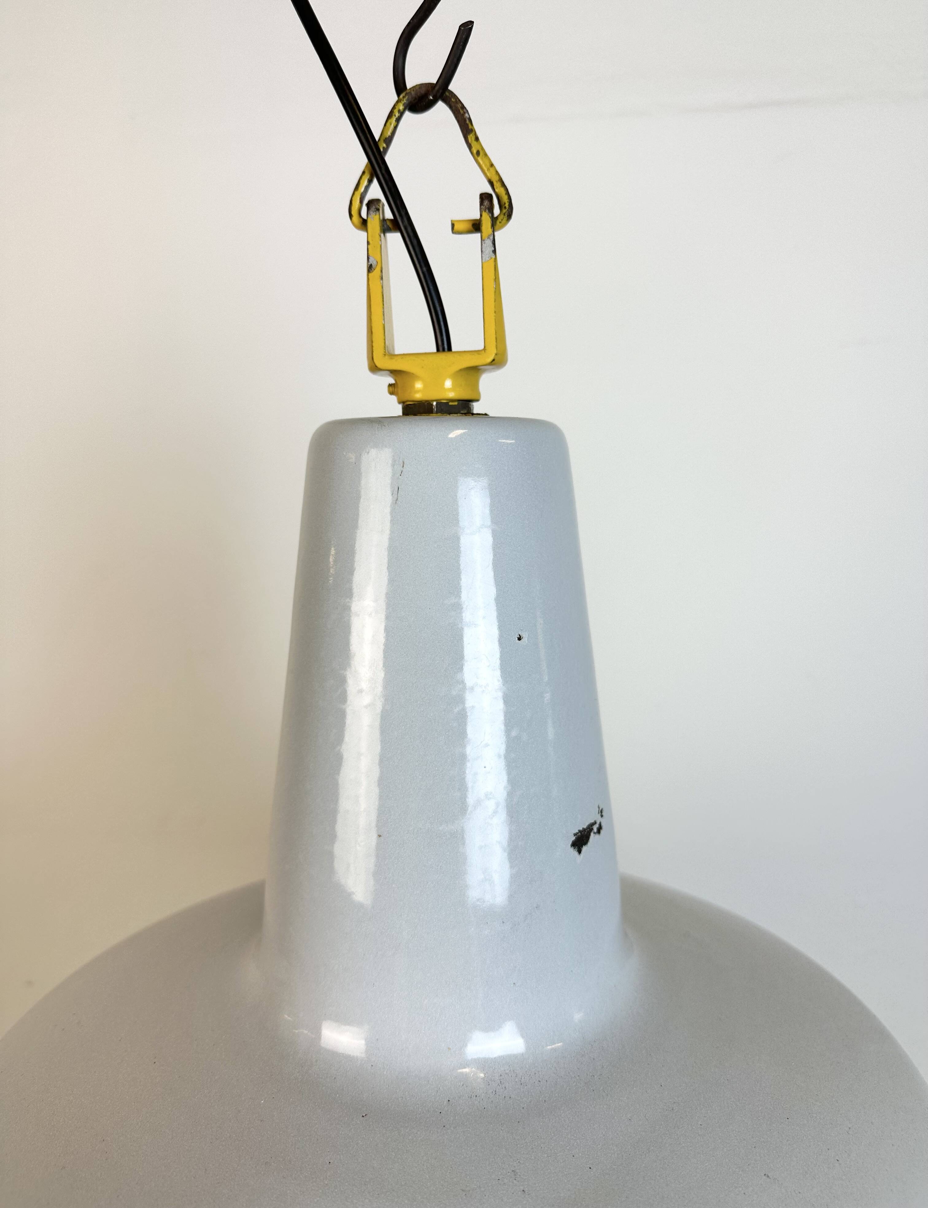 Industrial Grey Enamel Factory Pendant Lamp from Philips, 1960s