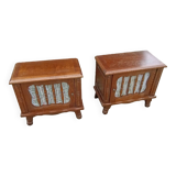 Paire de tables de chevet en chêne