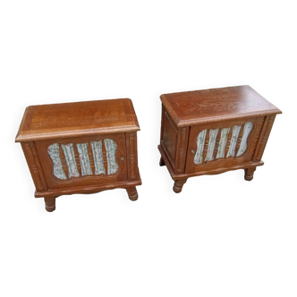 Pair of oak bedside tables