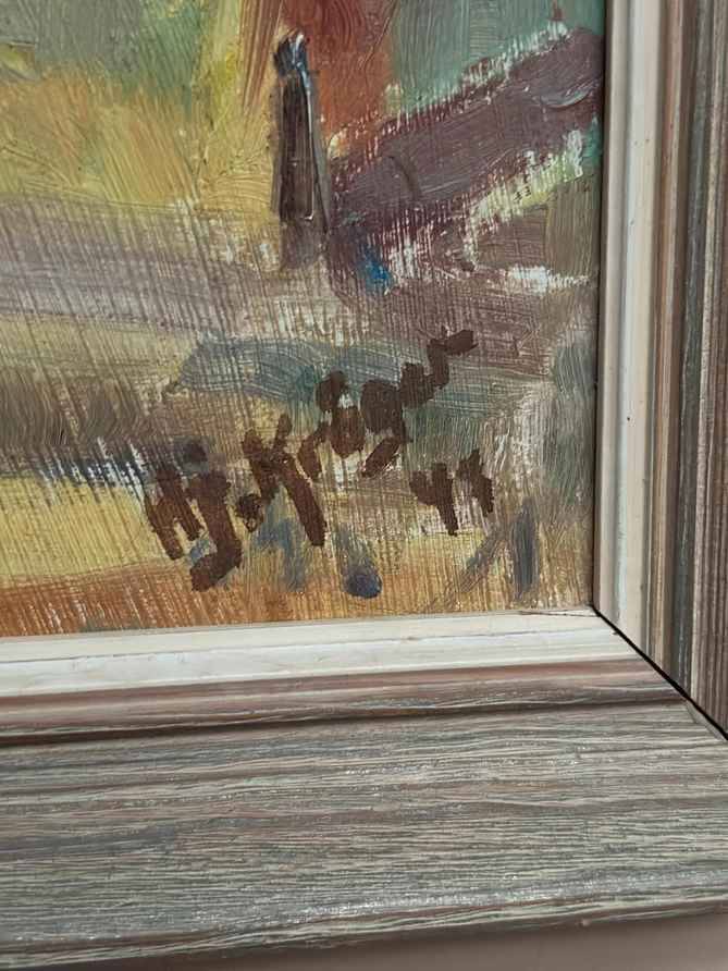 Original Swedish Oil On Panel – “Landscape With Barns”