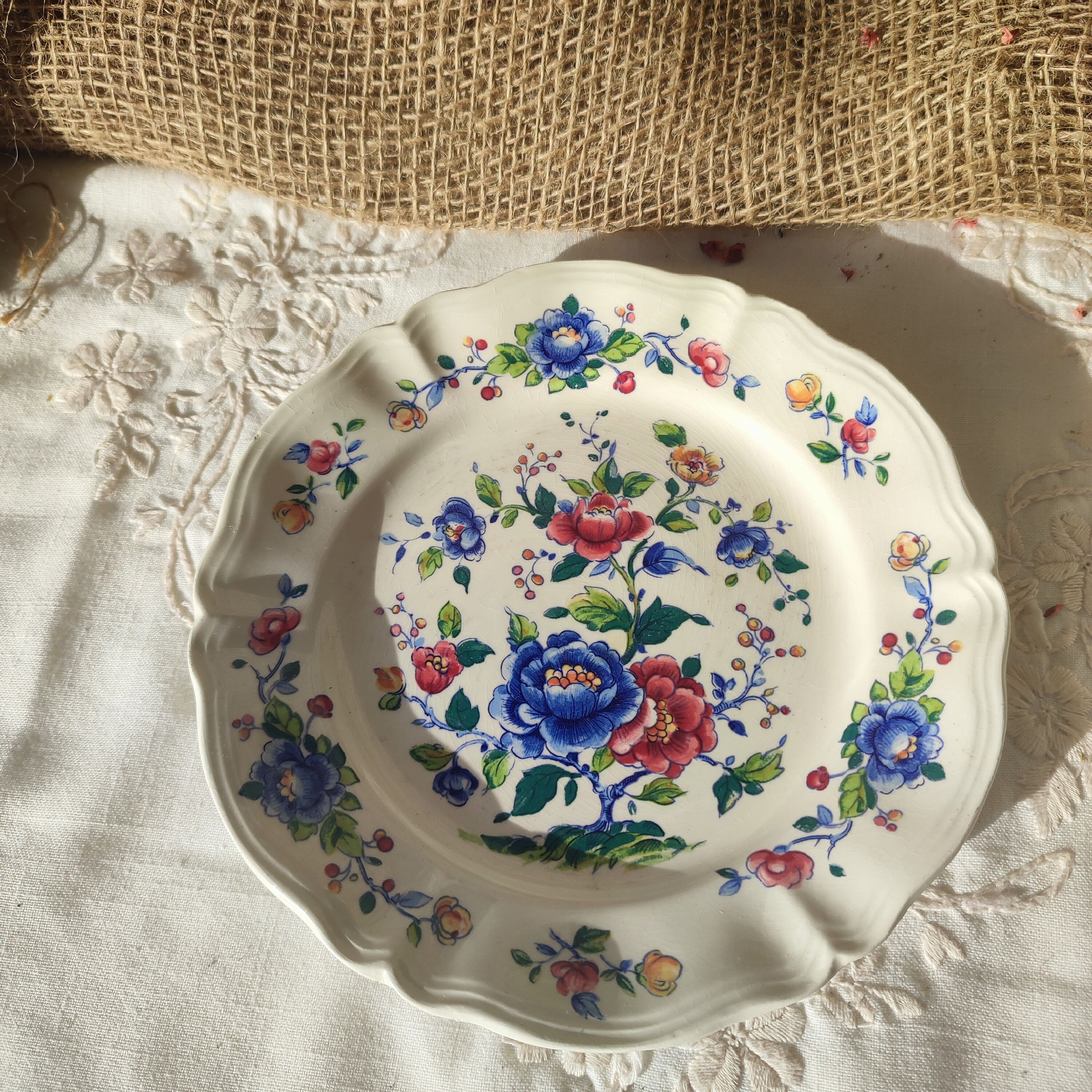 Set of 4 dessert plates Sarreguemines France – model Touraine