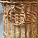 Vintage pouf braided wicker storage chest