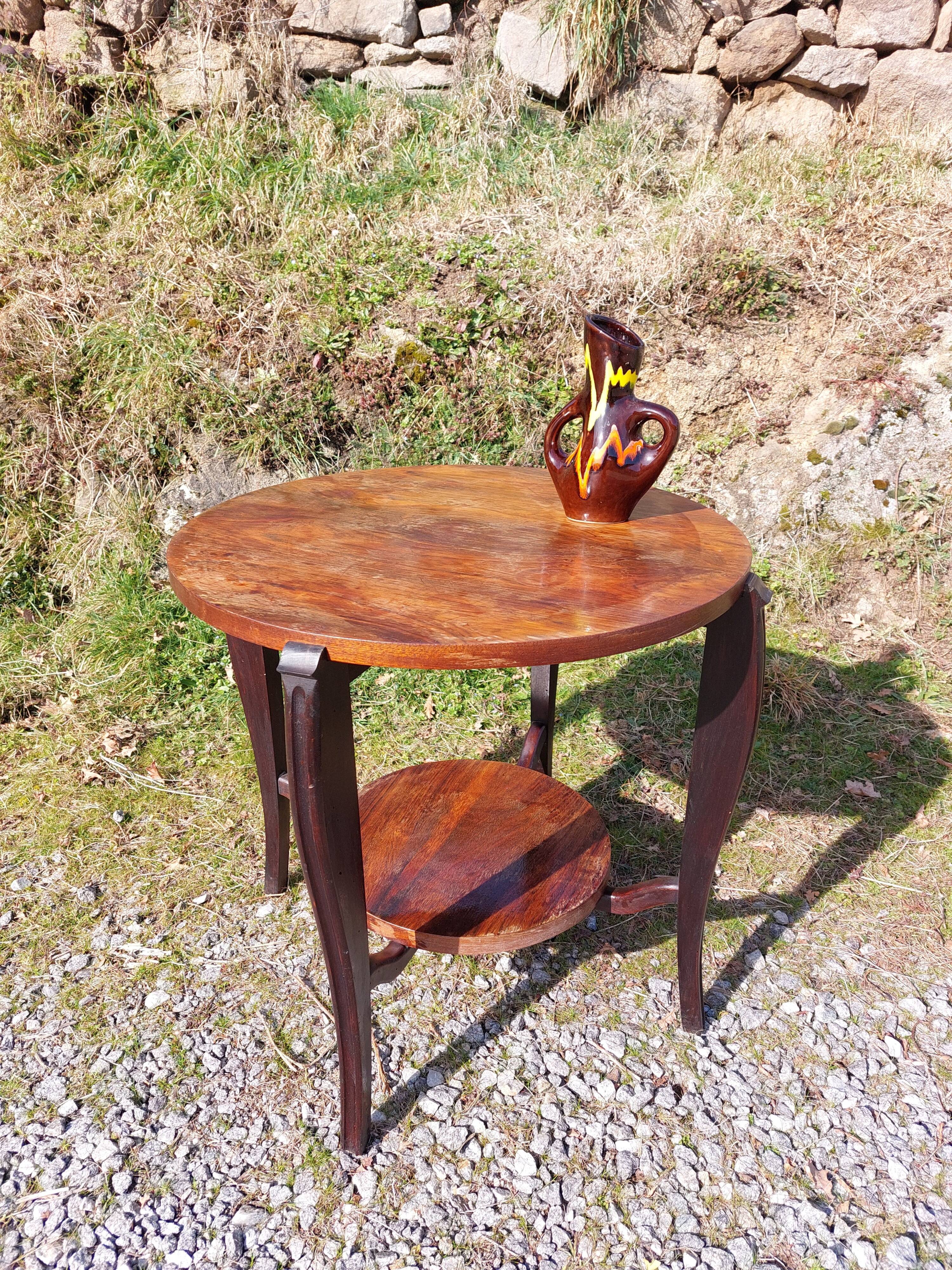 wooden pedestal table, two-tone, art deco