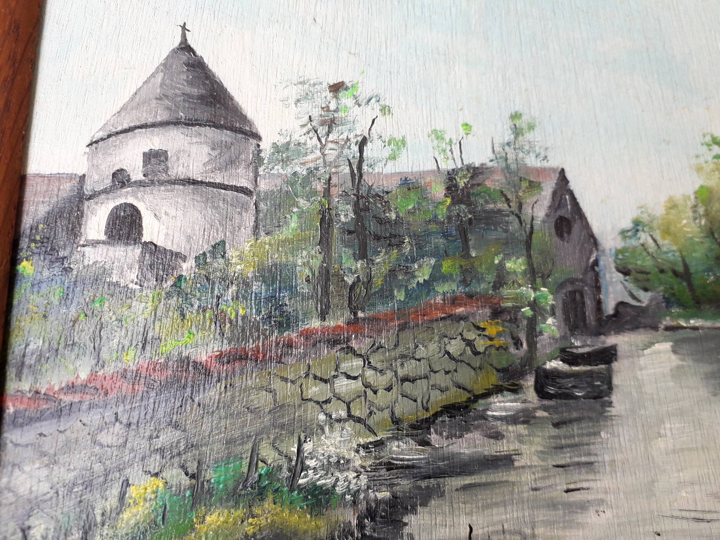 Oil painting on panel, landscape, signed