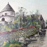 Oil painting on panel, landscape, signed