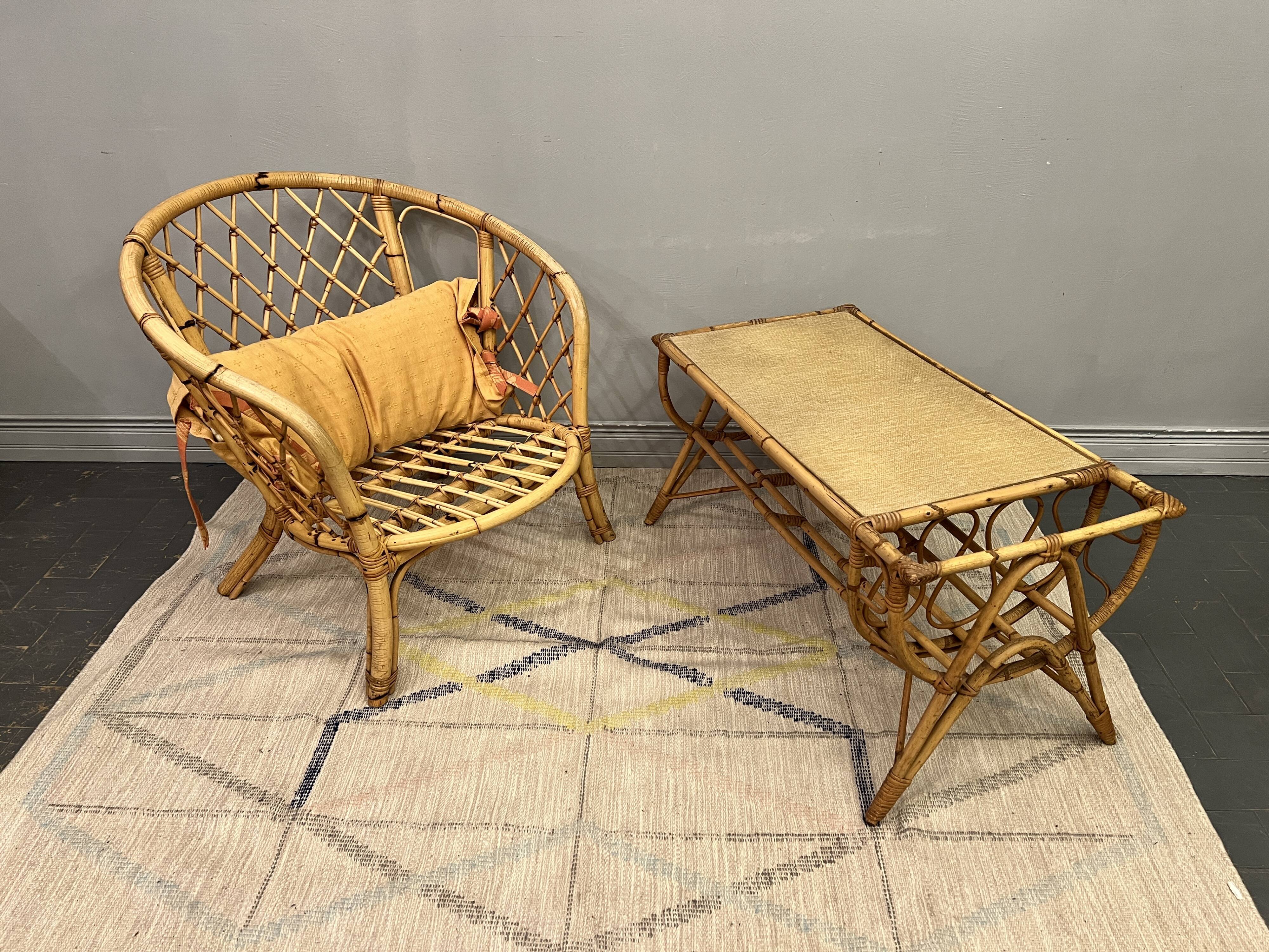 Vintage rattan coffee table