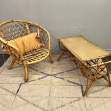 Vintage rattan coffee table