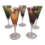 Set of 5 Murano glass flutes