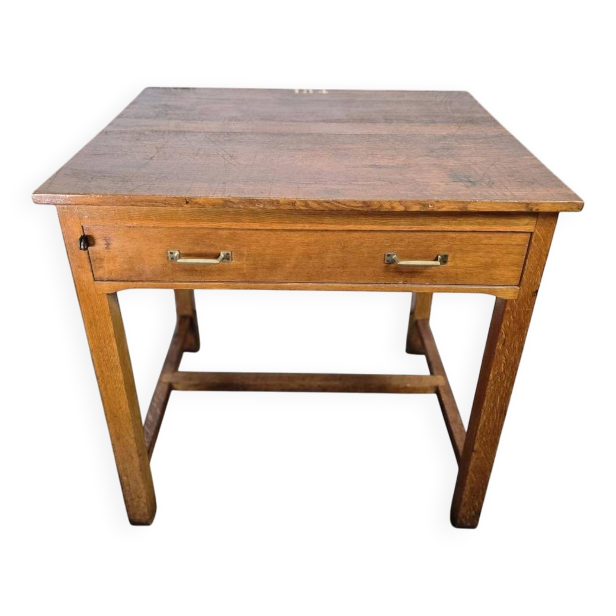 Vintage wooden high table / bar table / laboratory table