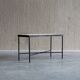 Set of 2 minimalist metal side tables with plaster-fiber tops