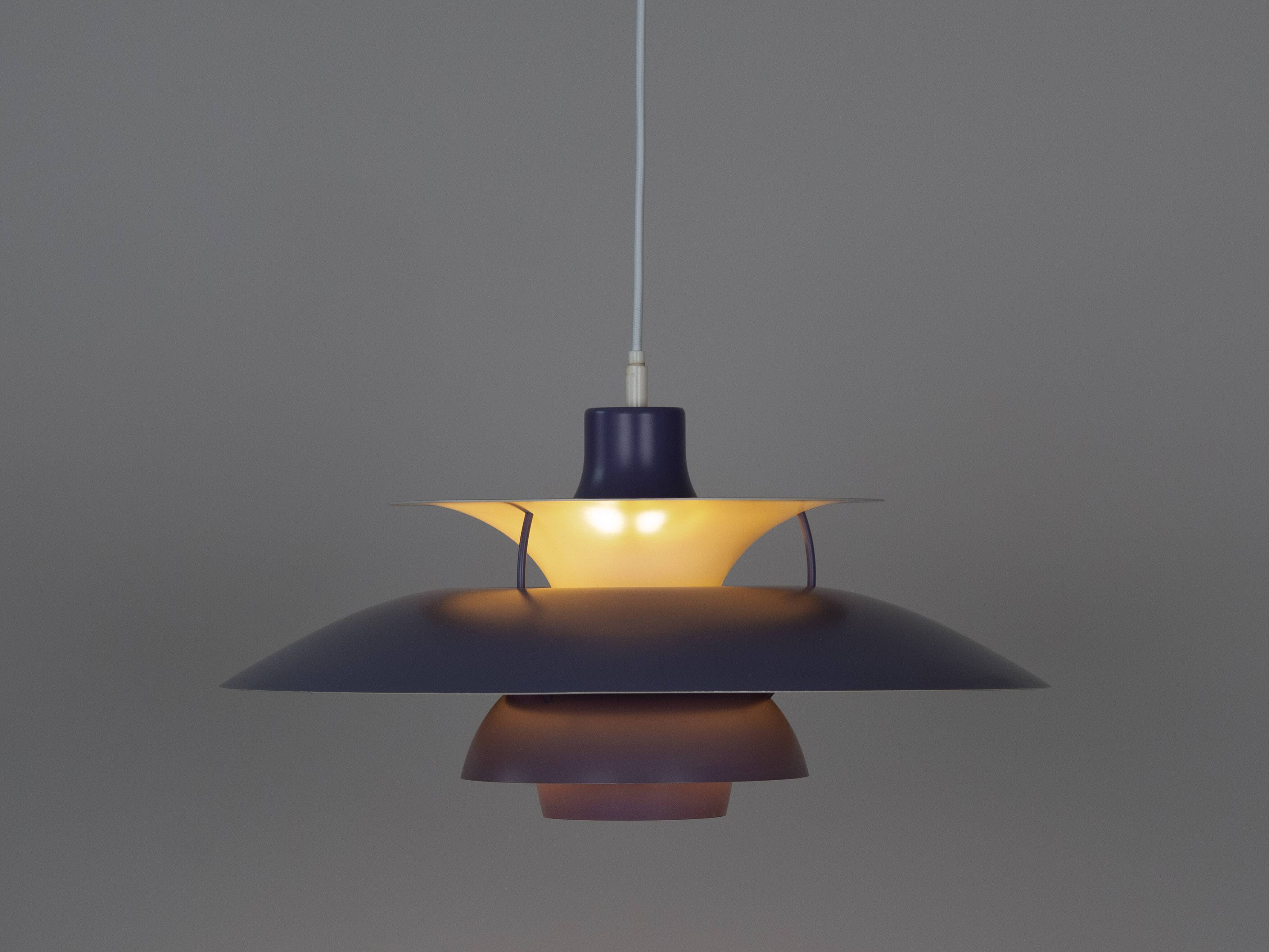 Rare indigo PH 5 pendant lamp by Poul Henningsen, Louis Poulsen, 1958