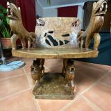 African tribal ensemble of 4 pieces of furniture for dignitaries of the Kingdom of Dahomey, Benin.