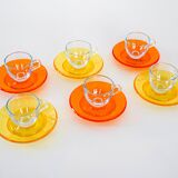 Set of glass cups, Italian design, 1970s, manufactured by Fratelli Guzzini