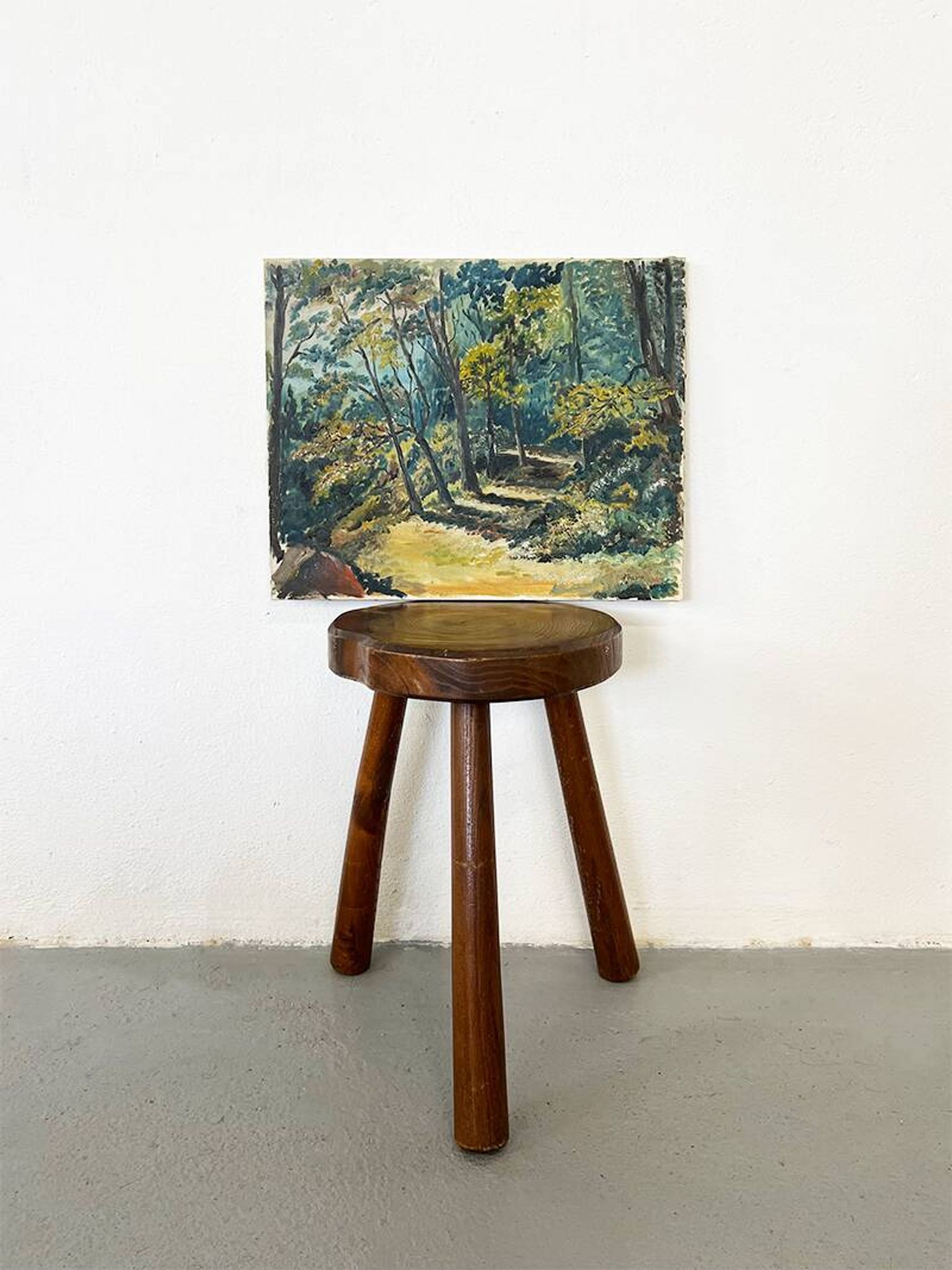 Tableau, huile sur toile « Chemin dans la forêt »