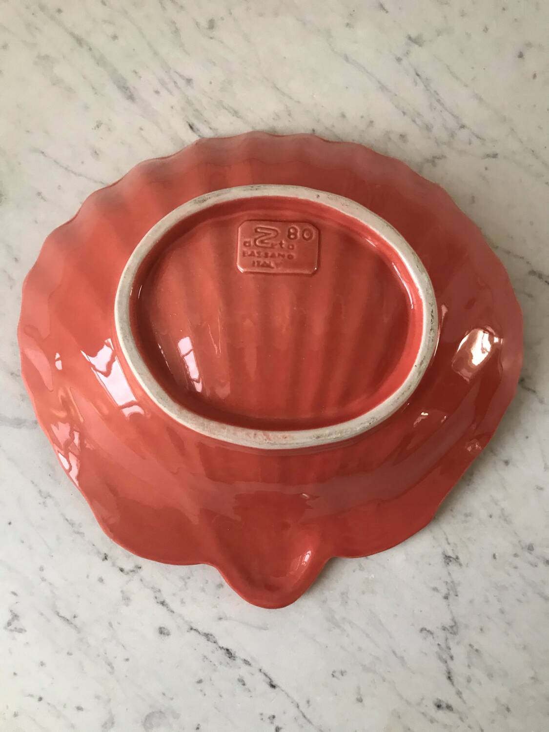 Large pink shell dish Made in Italy vintage