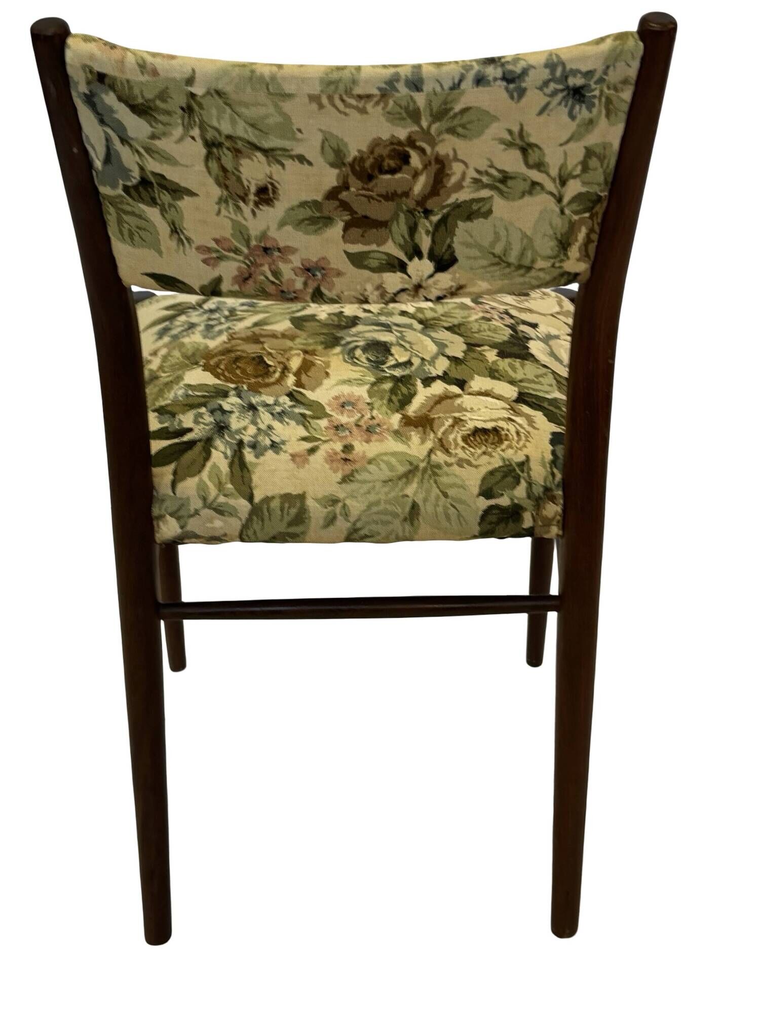 Vintage Dining Chair Flower Upholstery 1960s Teak