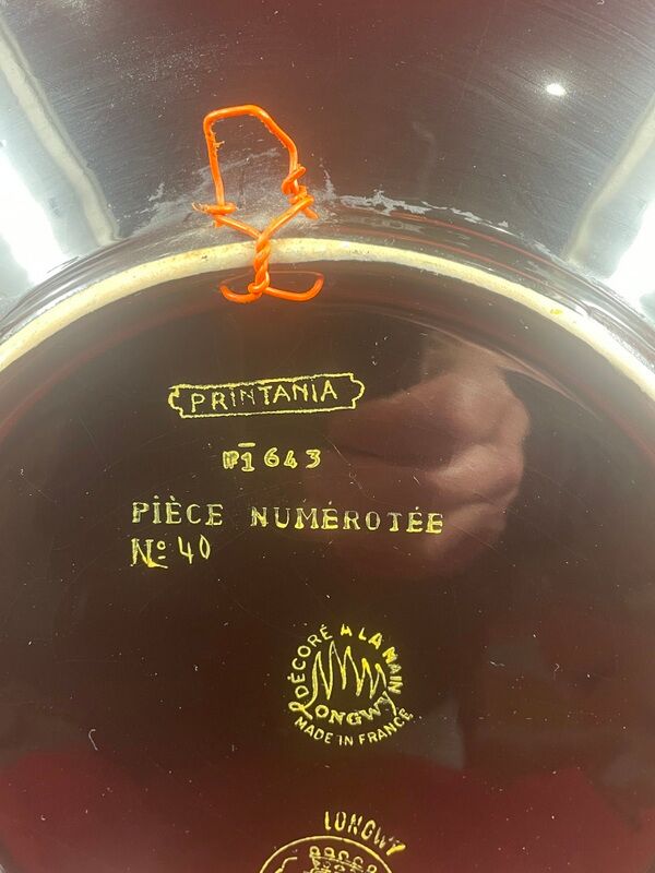 Superb dish n° 40 in emaux de longwy l'arbre aux oiseaux mp chevallier 37 cm