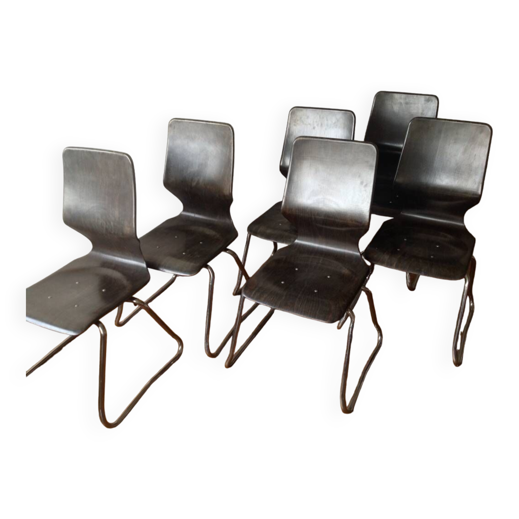 Six vintage Pagholz (or pagwood) Flötotto chairs (high back)