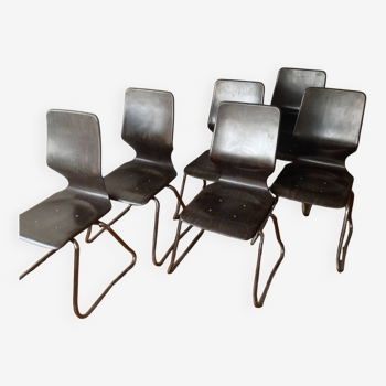 Six vintage Pagholz (or pagwood) Flötotto chairs (high back)