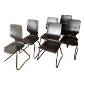 Six vintage Pagholz (or pagwood) Flötotto chairs (high back)
