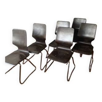 Six vintage Pagholz (or pagwood) Flötotto chairs (high back)