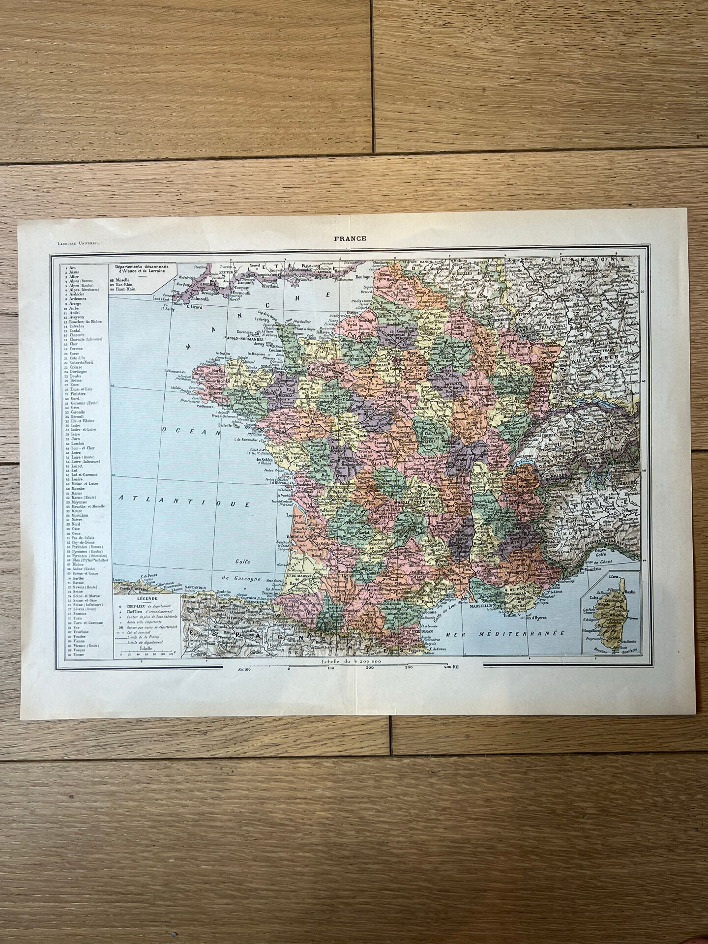 Carte de France - 1922 - 40x29cm