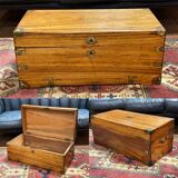 1930s English oak dressing table with beveled oval mirror
