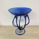Josefina Krosno Poland Blue Art Glass Jellyfish bowl