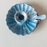 Old blue enameled metal candle holder