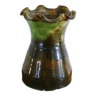 Vase vintage français en terre cuite émaillée