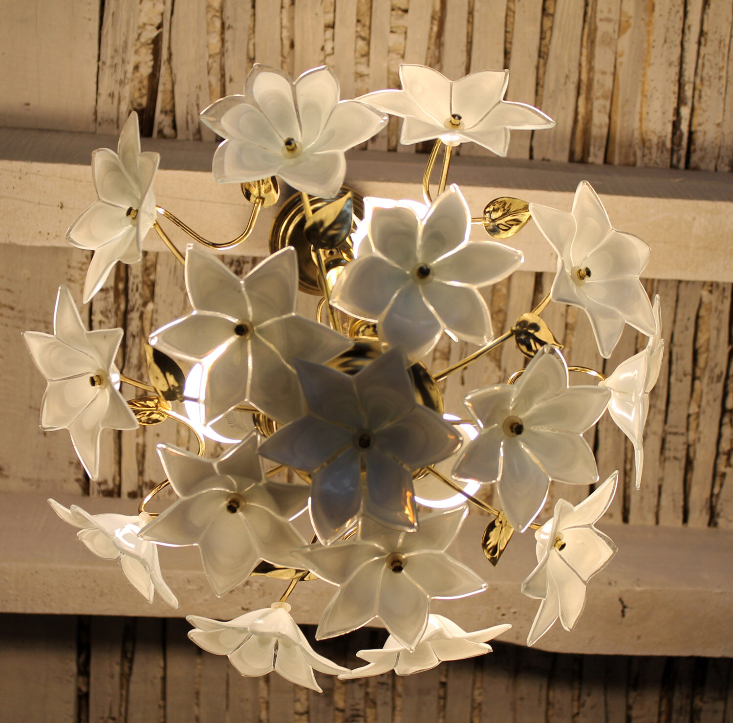 Murano and brass glass flowers