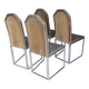 4 chrome and velvet sled chairs