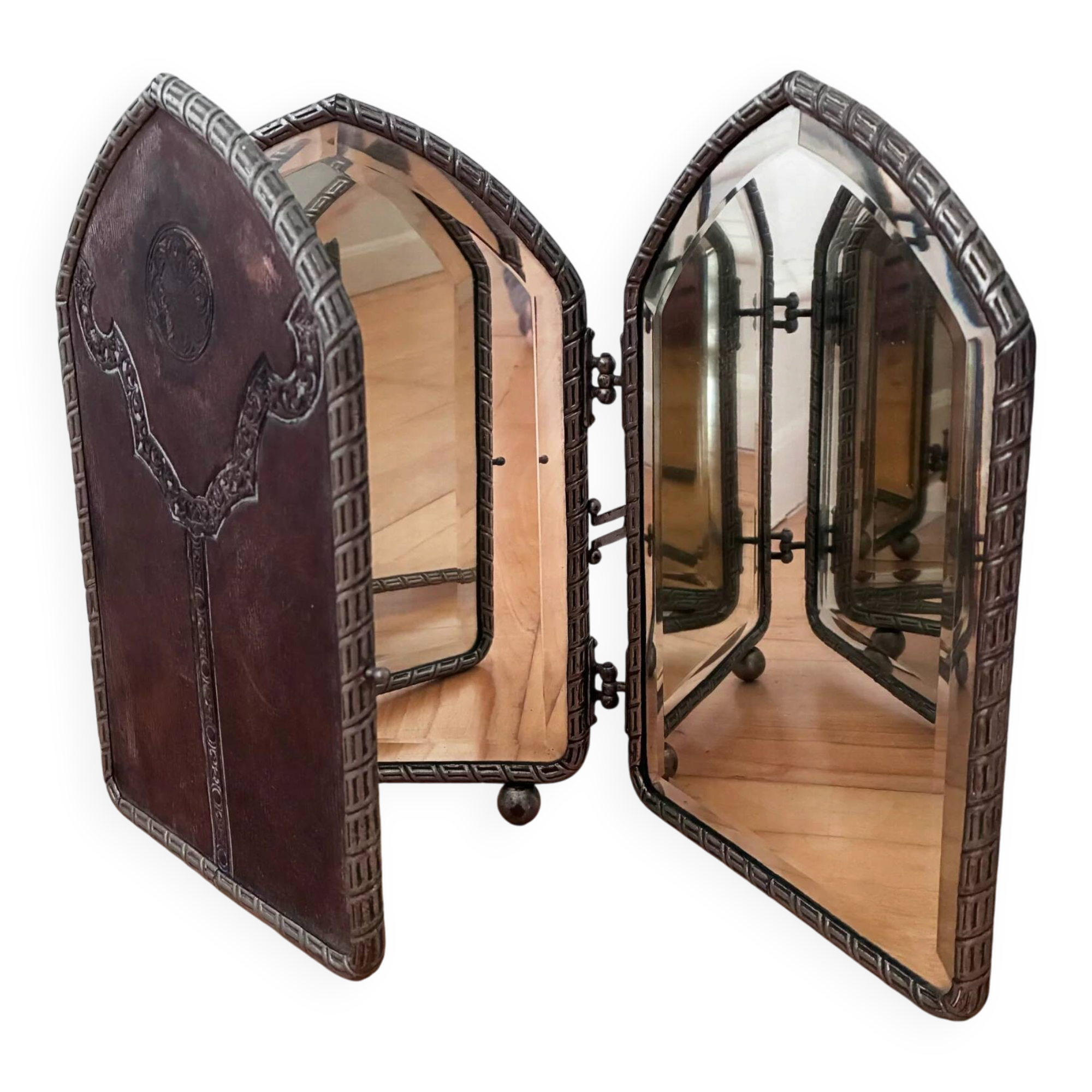 Art Deco tri-fold boudoir vanity mirror, English, 1920s