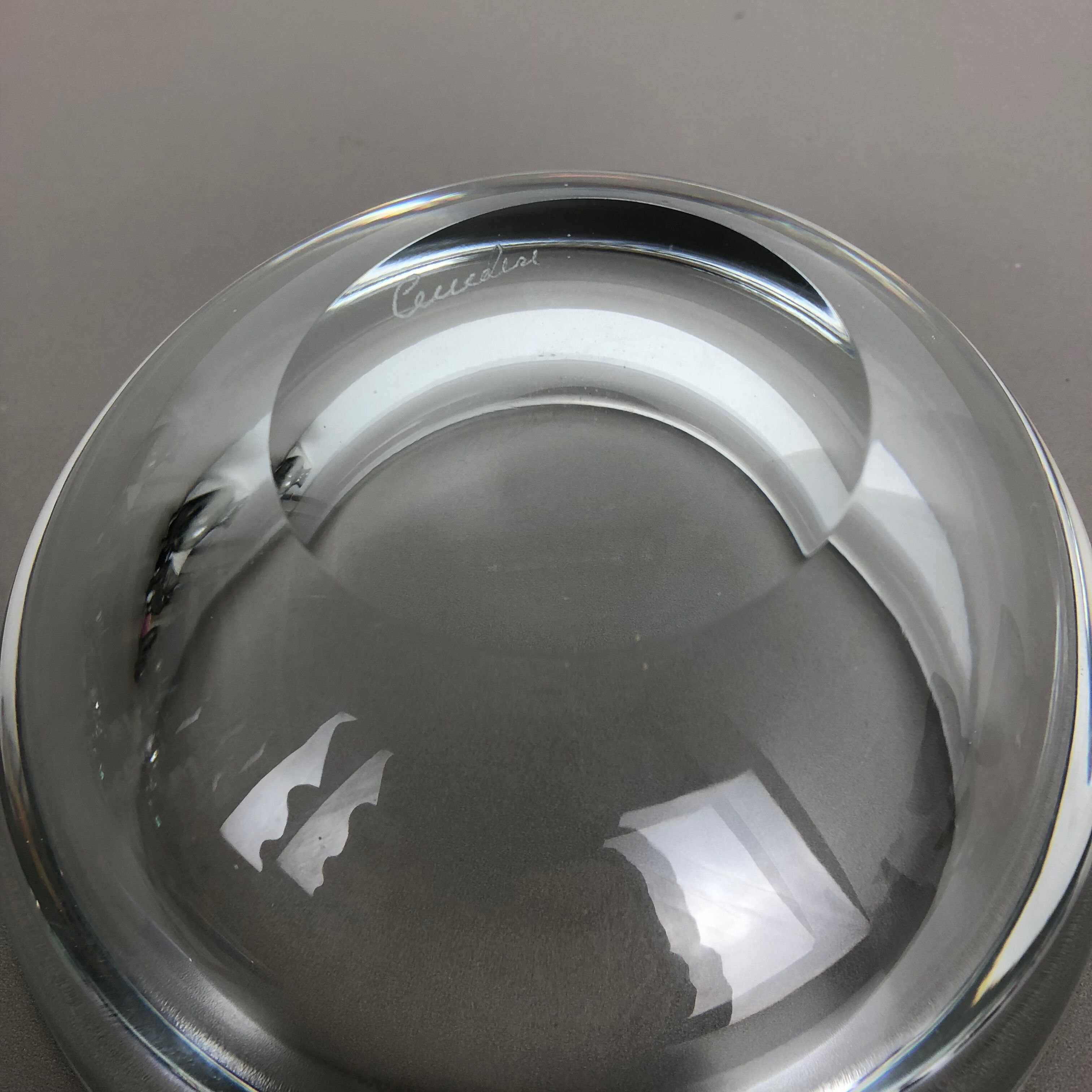 Murano heavy clear glass shell bowl, by Gino Cenedese Italy, 1960