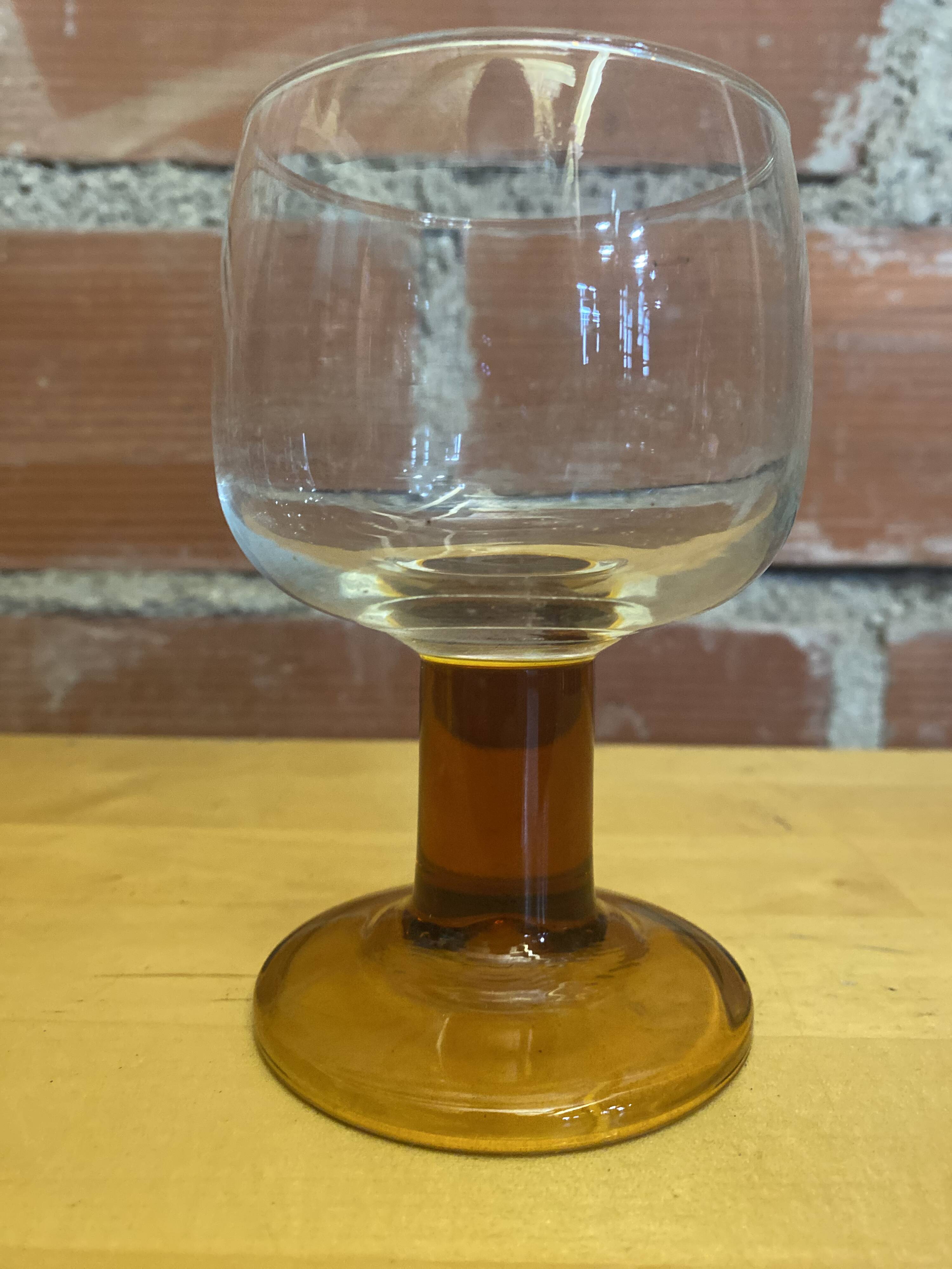 Set of 6 luminarc stemmed glasses transparent & amber vintage #e00