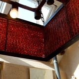 Important Red Glass Bead Chandelier, Murano, Brutalism, c. 1970