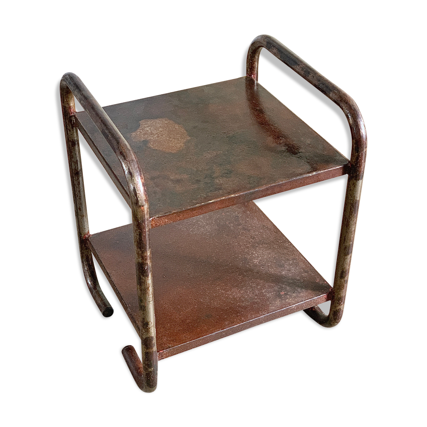 Table basse en acier tubulaire industriel vintage