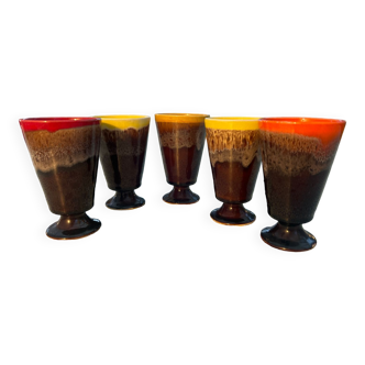 Set of 5 ceramic glasses - multicolor