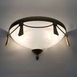 Large pair of half-moon wall lights in brass and glass maison zonca